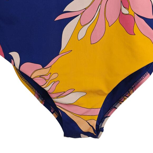 Trina Turk Breeze Floral Plunge Maillot One Piece Swimsuit Size 14 Colorful - Picture 5 of 12